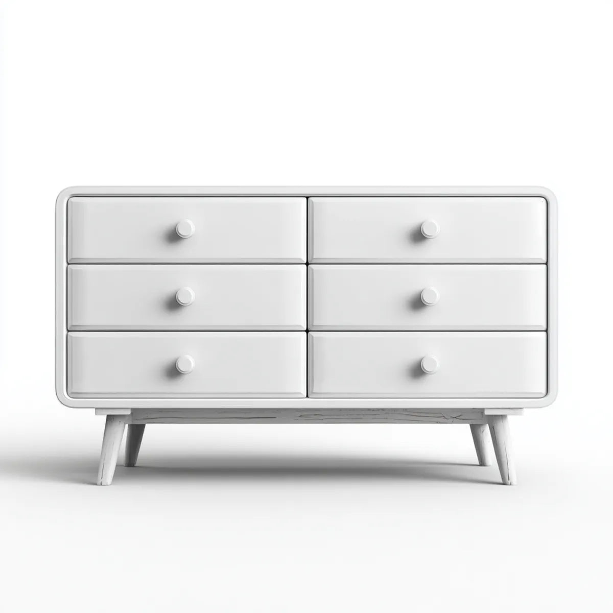 Komoda, Konmode 6 białe prostokątne szuflady w MDF 120 x 40 x 80 cm