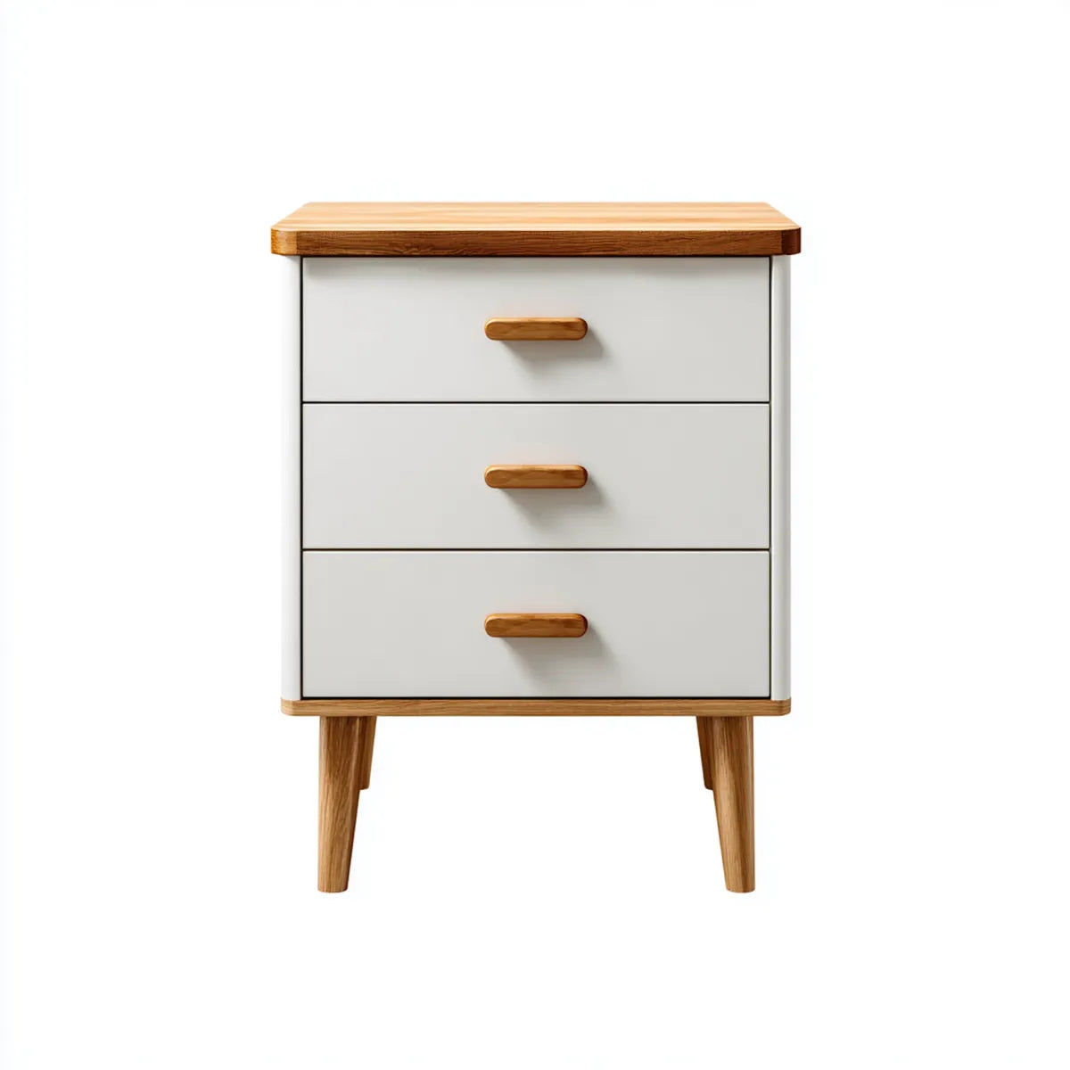Komoda, 3 szuflady biały i dąb stół nocny 60 x 40 x 75 cm w prostokątnym MDF