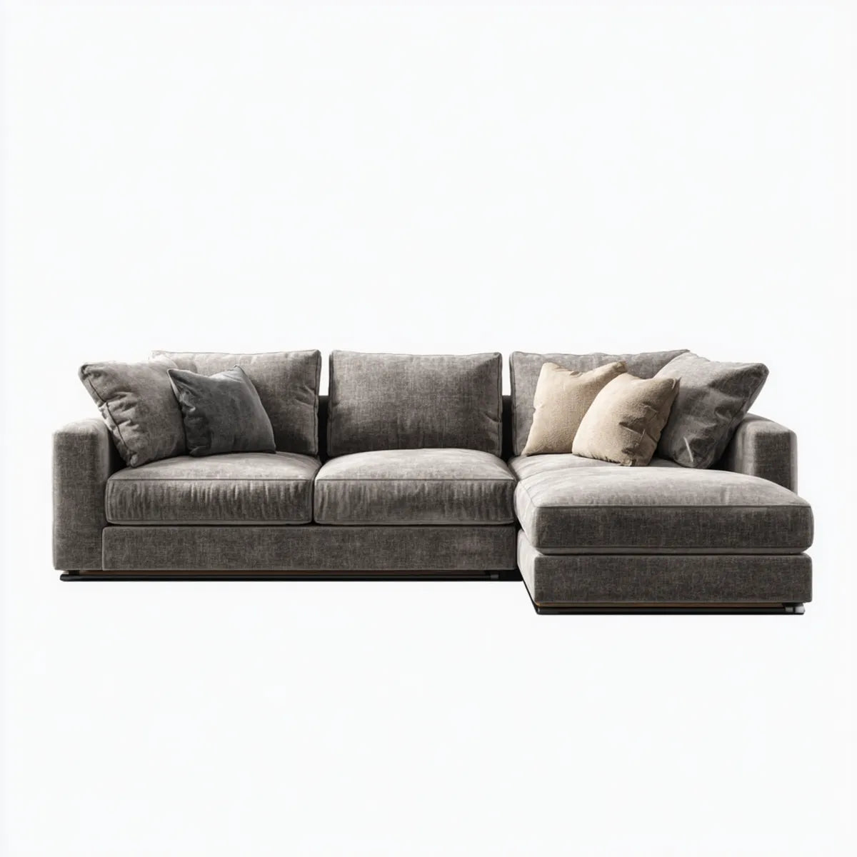 Sofa, Kanapa narożna z szezlongiem Szara 290 x 170 x 85 cm poliestrowy aksamit kształt litery L