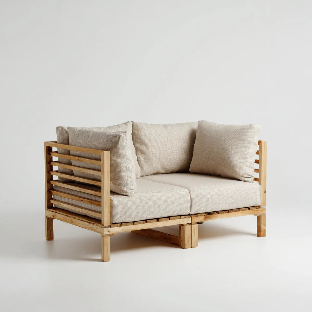 Sofa, 2-osobowa kanapa beżowa 160 x 80 x 75 cm poliestrowy piinolinowy