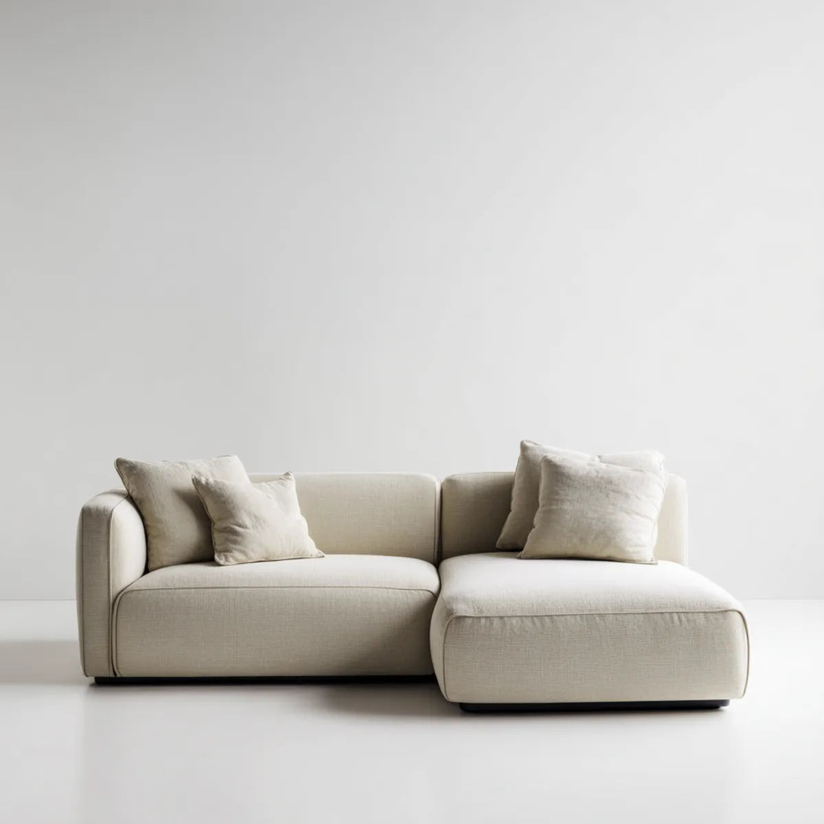 Sofa, Kanapa narożna z pokrywą z poliestru szezlongiem Beige 260 x 160 x 78 cm