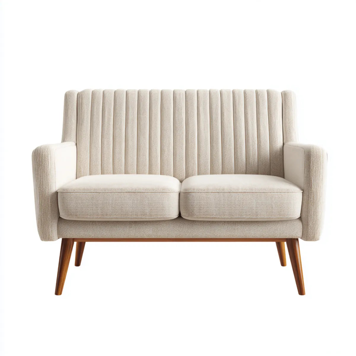 Sofa, 2-fotela Beżowa 138 x 78 x 86 cm z tapicerką poliestrową z chinilii i litymi nóżkami z drewna