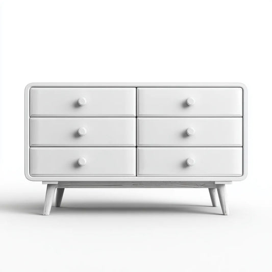 Komoda, Konmode 6 białe prostokątne szuflady w MDF 120 x 40 x 80 cm
