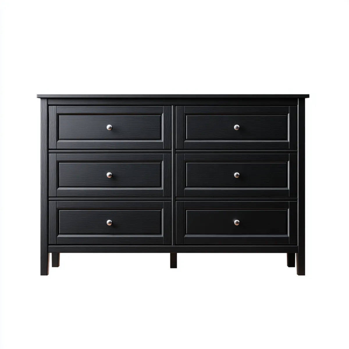 Komoda, 6 szuflad czarne 150 x 45 x 90 cm w prostokątnym MDF