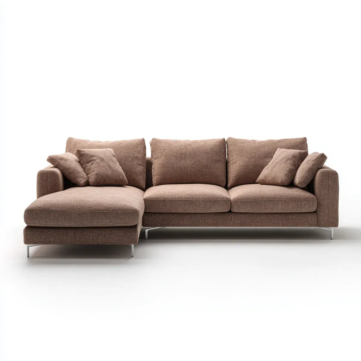 Sofa, Kanapa narożna z szezlongiem Brązowy 280 x 165 x 85 cm poliestrowy kształt L