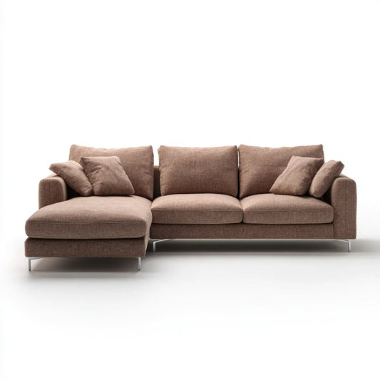 Sofa, Kanapa narożna z szezlongiem Brązowy 280 x 165 x 85 cm poliestrowy kształt L