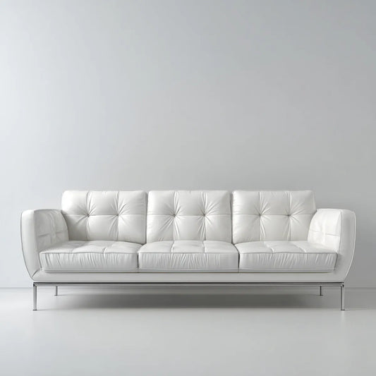 Sofa, 3- fotela biała 220 x 85 x 78 cm PU- miękka stal nierdzewna prostokątna