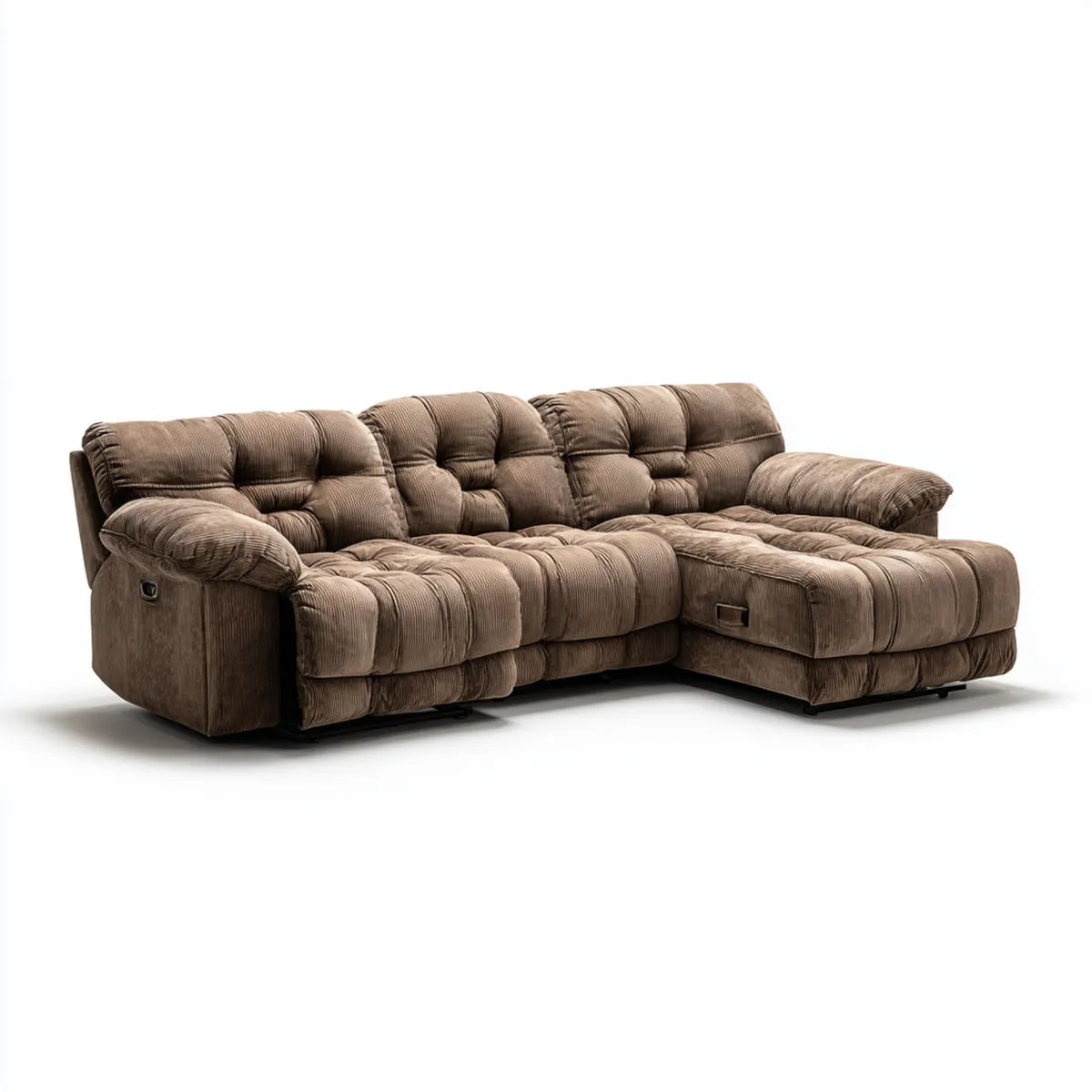 Sofa, Elektryczna narożna sofa Brązowy z funkcją relaksacyjną wykonana z poliestrowego kabla 280 x 165 x 100 cm kształt litery L
