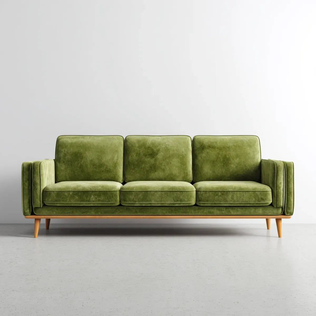 sofa 3-osobowa oliwkowa zielona 210 x 85 x 85 cm poliestrowa tapicerka aksamitna prostokątna