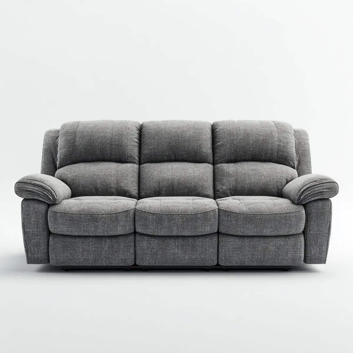 Sofa, 3-fotelikowa sofa szara 210 x 95 x 100 cm z tapicerką poliestrową i tapicerowanymi podłokietnikami