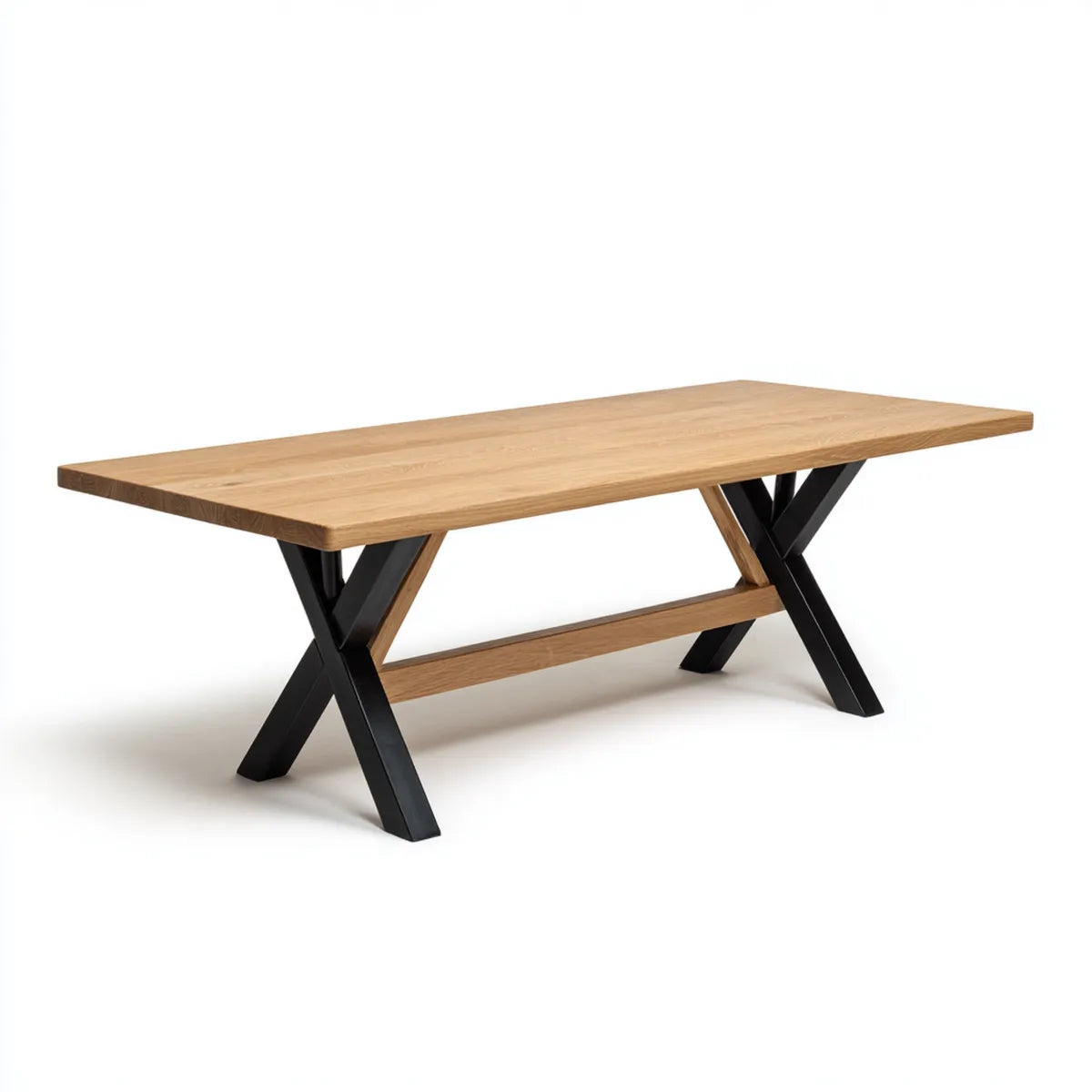 Stół do jadalni, Stolik jadalny Dąb naturalny naturalna Czarny 180 x 90 x 75 cm lite drewno prostokątne