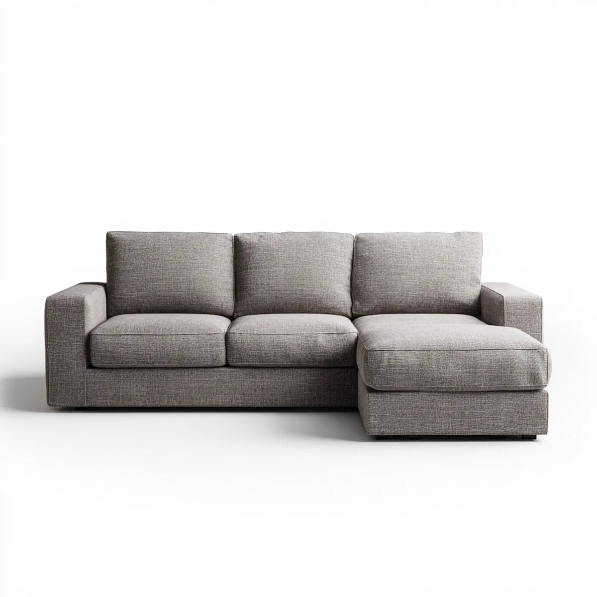 Sofa, Rożna sofa z rekamami prawa szara 255 x 160 cm pianka poliestrowa prostokątna