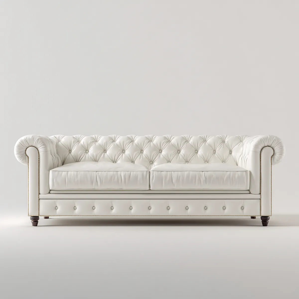 Sofa, Chesterfield Trzeciofotelista sofa biała 220 x 95 x 80 cm