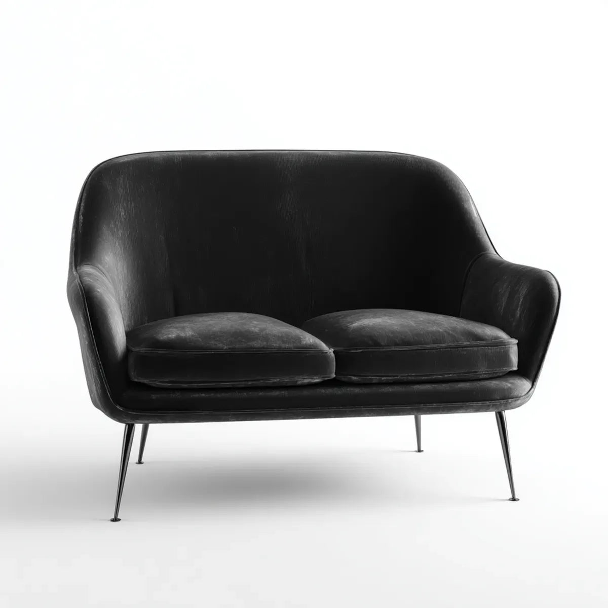 sofa 2-osobowa czarna 150 x 80 x 80 cm sztuczna skóra PU zaokrąglony kształt