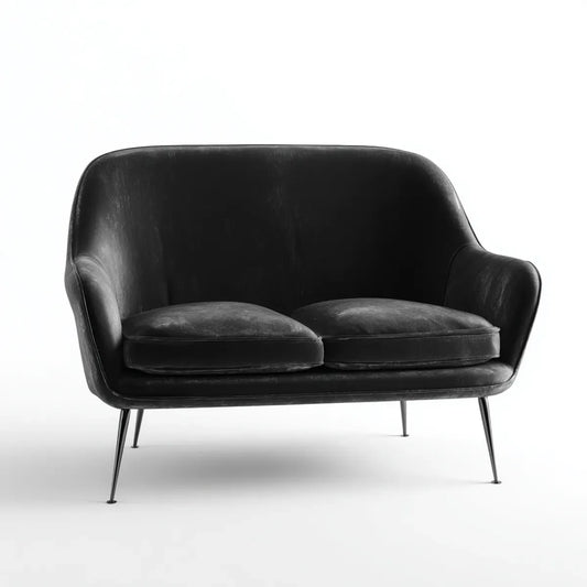 sofa 2-osobowa czarna 150 x 80 x 80 cm sztuczna skóra PU zaokrąglony kształt