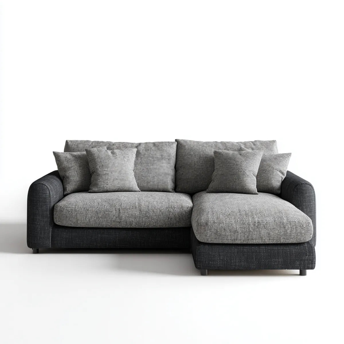 Sofa, Kanapa narożna z prawego recyrkulatora Ciemny szary 260 x 160 x 85 cm poliestrowy tkanina kształt litery L